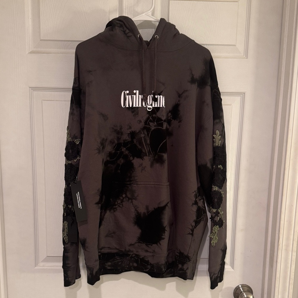 Civil Regime Black Hoodie with Floral Accents